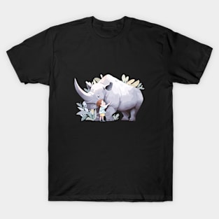 Cute Rhinoceros Animal Loving Cuddle Embrace Children Kid Tenderness T-Shirt